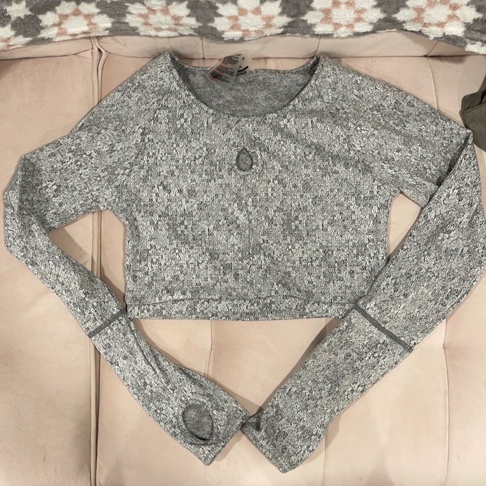 Grey Gym Shark Crop top